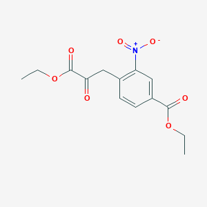 molecular formula C14H15NO7 B8685591 Ethyl 4-(3-ethoxy-2,3-dioxopropyl)-3-nitrobenzoate 