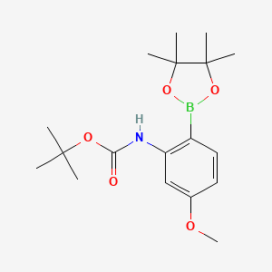 molecular formula C18H28BNO5 B8686345 tert-Butyl (5-methoxy-2-(4,4,5,5-tetramethyl-1,3,2-dioxaborolan-2-yl)phenyl)carbamate 