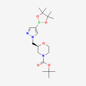 molecular formula C19H32BN3O5 B8686892 (S)-tert-butyl 2-((4-(4,4,5,5-tetramethyl-1,3,2-dioxaborolan-2-yl)-1H-pyrazol-1-yl)methyl)morpholine-4-carboxylate 