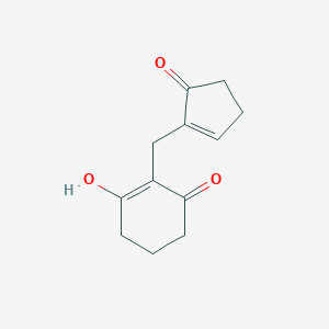 molecular formula C12H14O3 B008687 3-Hydroxy-2-[(5-oxo-1-cyclopenten-1-yl)methyl]-2-cyclohexen-1-one CAS No. 19835-58-6