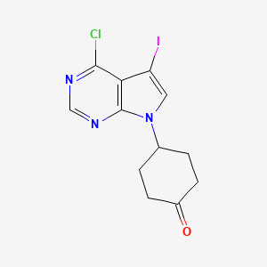 molecular formula C12H11ClIN3O B8687468 4-(4-Chloro-5-iodo-pyrrolo[2,3-d]pyrimidin-7-yl)-cyclohexanone CAS No. 862728-42-5