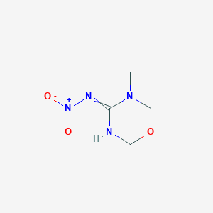 molecular formula C4H8N4O3 B8687493 N-(3-methyl-1,3,5-oxadiazinan-4-ylidene)nitramide 