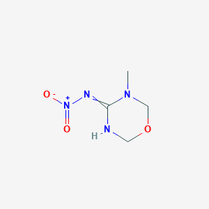 molecular formula C4H8N4O3 B8687493 3-Methyl-4-nitroamino-1,2,3,6-tetrahydro-1,3,5-oxadiazine 