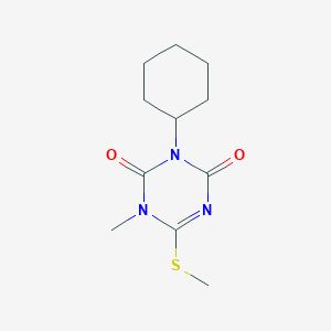 molecular formula C11H17N3O2S B8687632 3-Cyclohexyl-1-methyl-6-(methylsulfanyl)-1,3,5-triazine-2,4(1H,3H)-dione CAS No. 51162-60-8