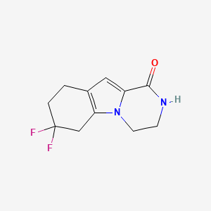 molecular formula C11H12F2N2O B8687667 7,7-Difluoro-3,4,6,7,8,9-hexahydropyrazino[1,2-a]indol-1(2H)-one 