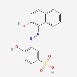 molecular formula C16H12N2O5S B8687686 Benzenesulfonic acid, 4-hydroxy-3-[(2-hydroxy-1-naphthalenyl)azo]- CAS No. 3219-56-5