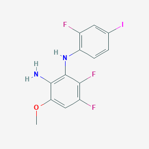 molecular formula C13H10F3IN2O B8687853 5,6-difluoro-N1-(2-fluoro-4-iodophenyl)-3-methoxybenzene-1,2-diamine 