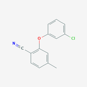 molecular formula C14H10ClNO B8687863 2-(3-Chlorophenoxy)-4-methyl-benzonitrile 