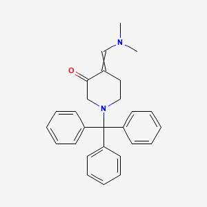 molecular formula C27H28N2O B8687943 3-Piperidinone, 4-[(dimethylamino)methylene]-1-(triphenylmethyl)- 