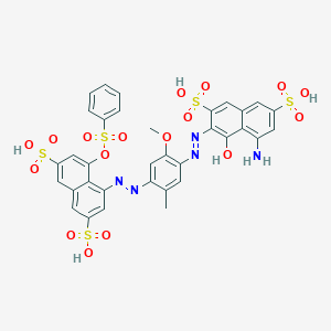 molecular formula C34H27N5O17S5 B086882 5-Amino-4-hydroxy-3-((2-methoxy-5-methyl-4-((8-((phenylsulphonyl)oxy)-3,6-disulpho-1-naphthyl)azo)phenyl)azo)naphthalene-2,7-disulphonic acid CAS No. 117-45-3