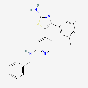molecular formula C23H22N4S B8688311 N-[4-[2-Amino-4-(3,5-dimethylphenyl)-1,3-thiazol-5-YL]-2-pyridyl]benzylamine CAS No. 303162-62-1