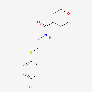 molecular formula C14H18ClNO2S B8688566 N-[2-(4-chlorophenyl)sulfanylethyl]oxane-4-carboxamide 