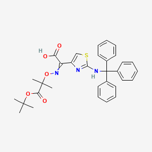molecular formula C32H33N3O5S B8688592 (Z)-alpha-((2-(tert-Butoxy)-1,1-dimethyl-2-oxoethoxy)imino)-2-(tritylamino)thiazol-4-acetic acid 