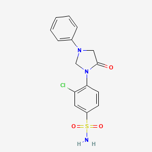 5-IMIDIZOLIDINONE, 1-(o-CHLORO-p-SULFAMOYLPHENYL)-3-PHENYL-