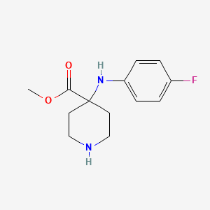molecular formula C13H17FN2O2 B8689246 4-Piperidinecarboxylic acid, 4-[(4-fluorophenyl)amino]-, methyl ester CAS No. 61085-85-6