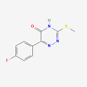 molecular formula C10H8FN3OS B8689320 6-(4-Fluorophenyl)-3-(methylthio)-1,2,4-triazin-5(4H)-one 