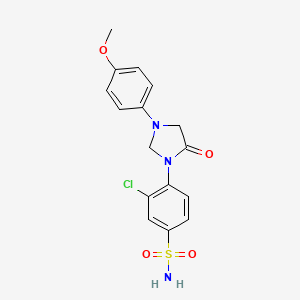 molecular formula C16H16ClN3O4S B8689488 Benzenesulfonamide, 3-chloro-4-(3-(4-methoxyphenyl)-5-oxo-1-imidazolidinyl)- CAS No. 53298-06-9