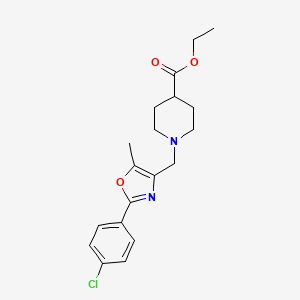 molecular formula C19H23ClN2O3 B8689555 Ethyl 1-((2-(4-chlorophenyl)-5-methyloxazol-4-yl)methyl)piperidine-4-carboxylate 