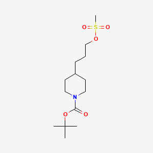 molecular formula C14H27NO5S B8689870 Tert-butyl 4-(3-((methylsulfonyl)oxy)propyl)piperidine-1-carboxylate 