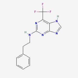 molecular formula C14H12F3N5 B8689921 6-Trifluoromethyl-2-phenethylaminopurine CAS No. 878051-64-0