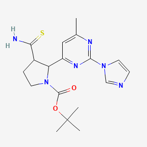 molecular formula C18H24N6O2S B8689928 Tert-butyl 2-(2-(1H-imidazol-1-YL)-6-methylpyrimidin-4-YL)-3-carbamothioylpyrrolidine-1-carboxylate CAS No. 888314-75-8