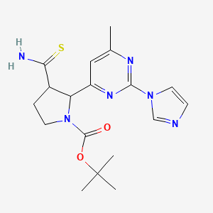 Tert-butyl 2-(2-(1H-imidazol-1-YL)-6-methylpyrimidin-4-YL)-3-carbamothioylpyrrolidine-1-carboxylate