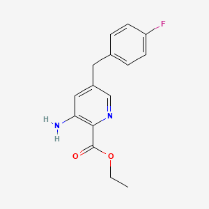 molecular formula C15H15FN2O2 B8689934 Ethyl 3-amino-5-(4-fluorobenzyl)picolinate 