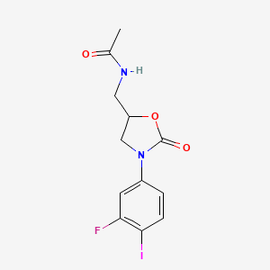 molecular formula C12H12FIN2O3 B8689964 (S)-N-[3-(3-Fluoro-4-iodophenyl)-2-oxo-oxazolidin-5-ylmethyl]acetamide 