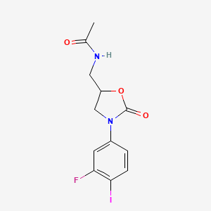 molecular formula C12H12FIN2O3 B8689964 N-[3-(3-fluoro-4-iodo-phenyl)-2-oxo-oxazolidin-5-ylmethyl]acetamide 