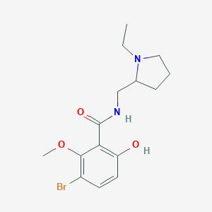 molecular formula C15H21BrN2O3 B008690 3-bromo-N-[(1-ethylpyrrolidin-2-yl)methyl]-6-hydroxy-2-methoxybenzamide CAS No. 107188-90-9