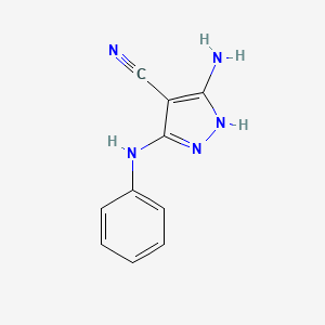 molecular formula C10H9N5 B8690606 3-Amino-5-(phenylamino)-1H-pyrazole-4-carbonitrile 