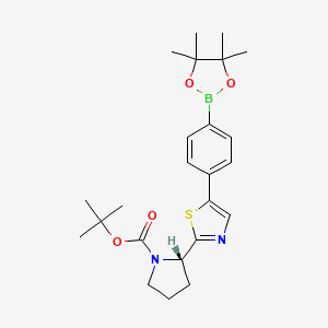 tert-Butyl (S)-2-(5-(4-(4,4,5,5-tetramethyl-1,3,2-dioxaborolan-2-yl)phenyl)thiazol-2-yl)pyrrolidine-1-carboxylate