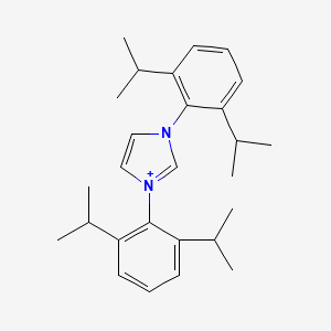 molecular formula C27H37N2+ B8694048 1,3-Bis[2,6-di(propan-2-yl)phenyl]imidazol-1-ium 