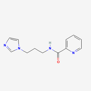molecular formula C12H14N4O B8694289 N-[3-(1H-Imidazol-1-yl)propyl]-2-pyridinecarboxamide 