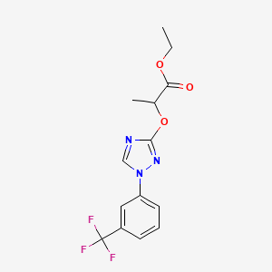 molecular formula C14H14F3N3O3 B8694630 Propanoic acid, 2-((1-(3-(trifluoromethyl)phenyl)-1H-1,2,4-triazol-3-yl)oxy)-, ethyl ester CAS No. 110607-57-3