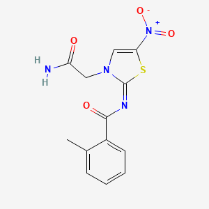 molecular formula C13H12N4O4S B8694649 2-((2-Methylbenzoyl)imino)-5-nitro-3(2H)-thiazoleacetamide CAS No. 79798-95-1