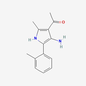 molecular formula C14H16N2O B8695017 Ethanone, 1-(4-amino-2-methyl-5-(2-methylphenyl)-1H-pyrrol-3-YL)- CAS No. 56463-76-4