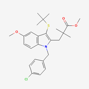 molecular formula C26H32ClNO3S B8695235 3-[1-(4-Chlorobenzyl)-3-(t-butylthio)-5-methoxyindol-2-yl]-2,2-dimethylpropanoic acid methyl ester 
