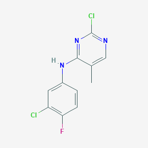 molecular formula C11H8Cl2FN3 B8695558 2-chloro-N-(3-chloro-4-fluorophenyl)-5-methylpyrimidin-4-amine 