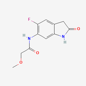 molecular formula C11H11FN2O3 B8695817 ACETAMIDE,N-(5-FLUORO-2,3-DIHYDRO-2-OXO-1H-INDOL-6-YL)-2-METHOXY- 