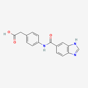 molecular formula C16H13N3O3 B8696209 4-(5-Benzimidazolylcarbonylamino)phenylacetic acid 