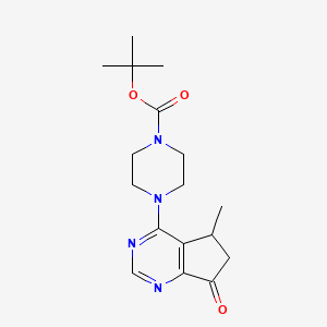 molecular formula C17H24N4O3 B8697150 (R)-tert-butyl 4-(5-methyl-7-oxo-6,7-dihydro-5H-cyclopenta[d]pyrimidin-4-yl)piperazine-1-carboxylate 