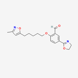 molecular formula C19H22N2O4 B8697598 Benzaldehyde, 5-(4,5-dihydro-2-oxazolyl)-2-((5-(3-methyl-5-isoxazolyl)pentyl)oxy)- CAS No. 105639-13-2
