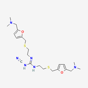 molecular formula C22H34N6O2S2 B8698486 3-CYANO-1,2-BIS[2-[[5-(DIMETHYLAMINOMETHYL)-2-FURYL]METHYLSULFANYL]ETH YL]GUANIDINE CAS No. 72148-12-0