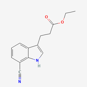 molecular formula C14H14N2O2 B8698493 ethyl 3-(7-cyano-1H-indol-3-yl)propanoate 
