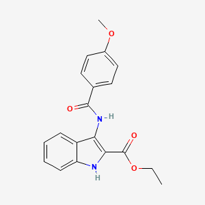 molecular formula C19H18N2O4 B8699102 Ethyl 3-(4-methoxybenzamido)-1H-indole-2-carboxylate 
