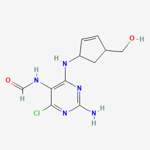 molecular formula C11H14ClN5O2 B8699487 N-[2-amino-4-chloro-6-[[4-(hydroxymethyl)cyclopent-2-en-1-yl]amino]pyrimidin-5-yl]formamide 