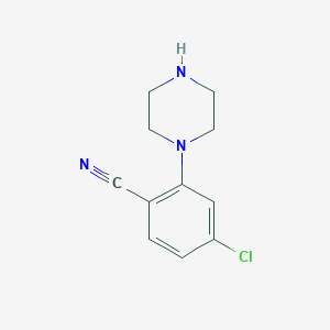 molecular formula C11H12ClN3 B8699520 Benzonitrile, 4-chloro-2-(1-piperazinyl)- 