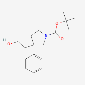 molecular formula C17H25NO3 B8699528 Tert-butyl 3-(2-hydroxyethyl)-3-phenylpyrrolidine-1-carboxylate CAS No. 192940-81-1