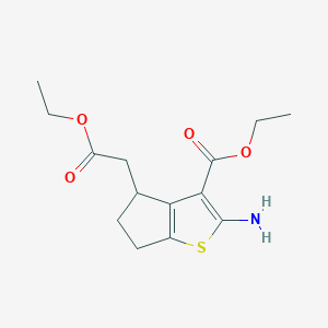 molecular formula C14H19NO4S B8699840 ethyl 2-amino-4-(2-ethoxy-2-oxoethyl)-5,6-dihydro-4H-cyclopenta[b]thiophene-3-carboxylate 